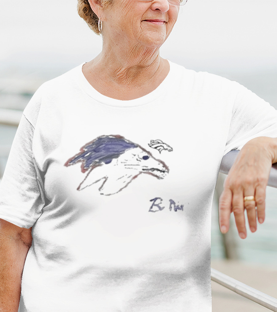 Rookies Paint Denver Broncos Bo Nix Blue Red Sketch T-Shirt