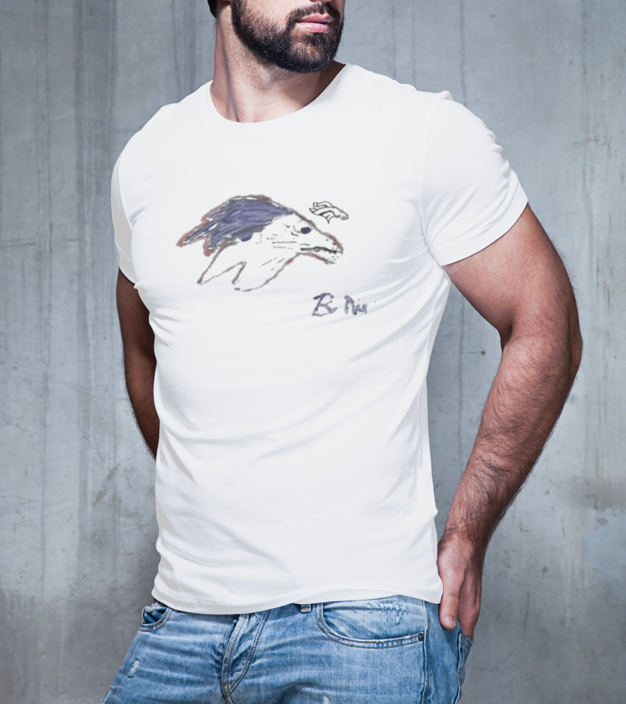 Rookies Paint Denver Broncos Bo Nix Blue Red Sketch T-Shirt
