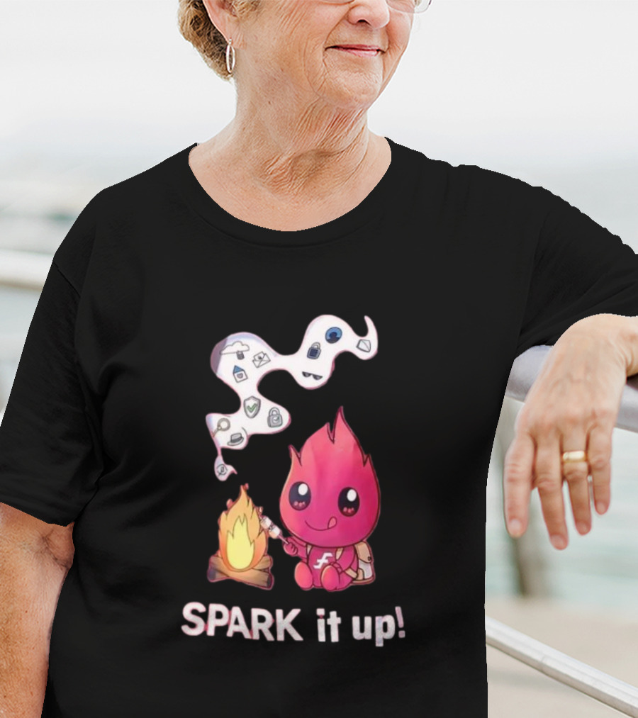 Spark It Up Cute Child Fire Roasting Marshmallow With Iconic Symbols T-Shirt