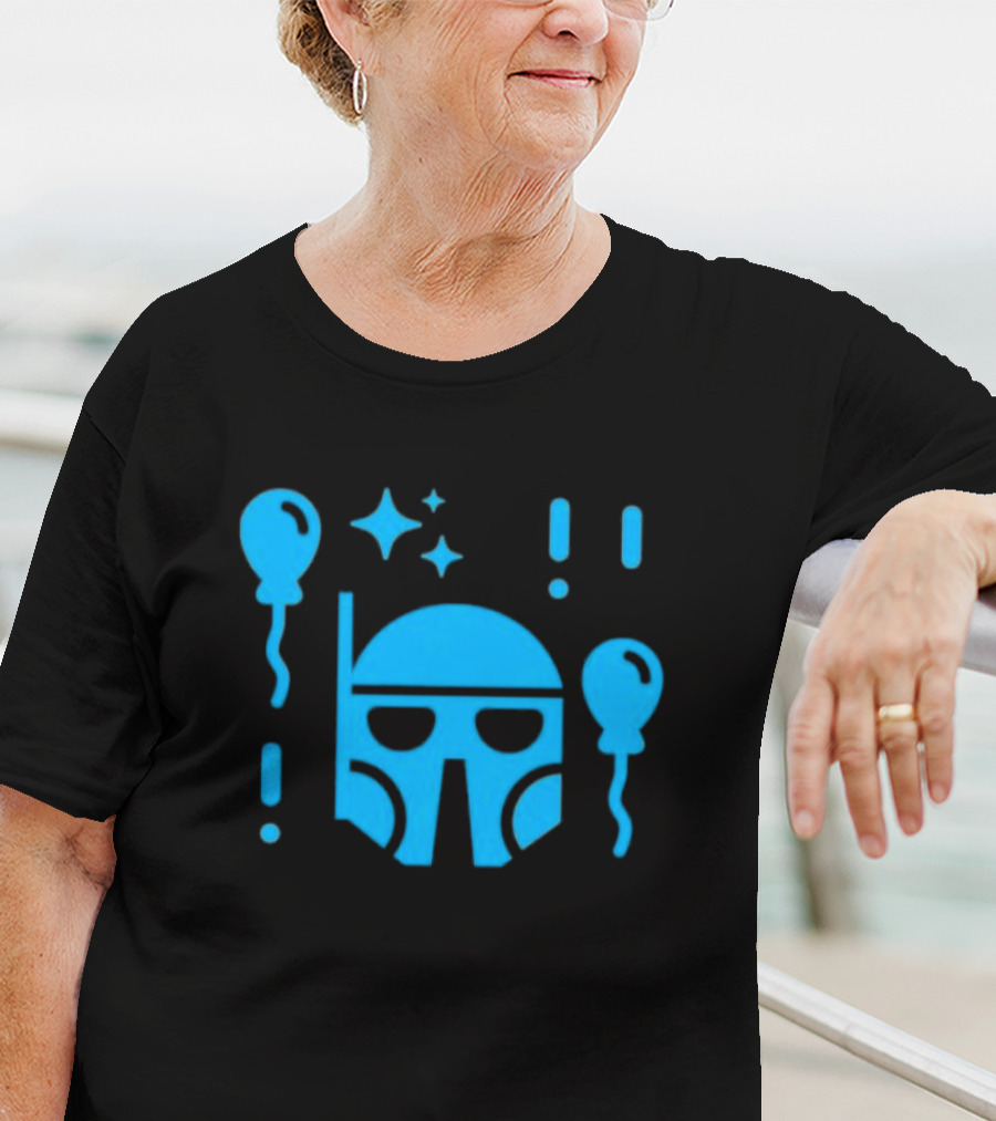 Boba Fett Helmet With Balloons And Stars Youth Star Wars Day T-Shirt