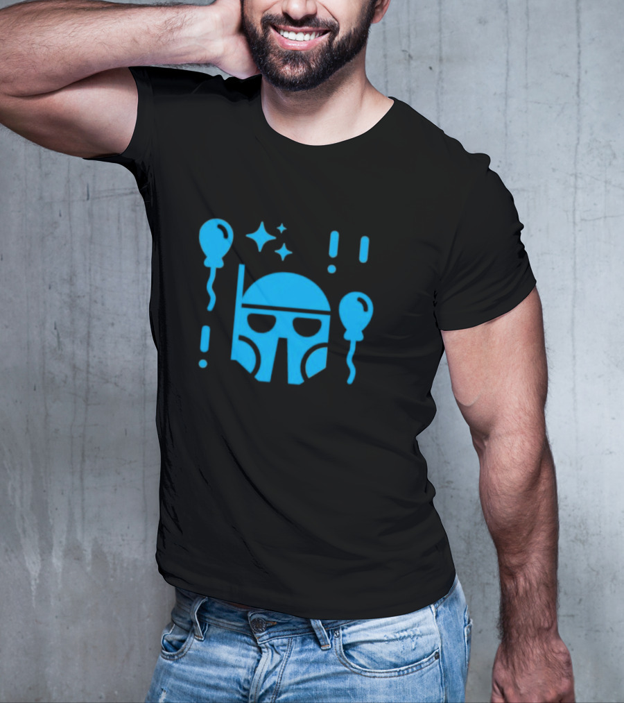 Boba Fett Helmet With Balloons And Stars Youth Star Wars Day T-Shirt