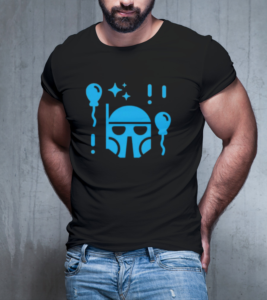 Boba Fett Helmet With Balloons And Stars Youth Star Wars Day T-Shirt