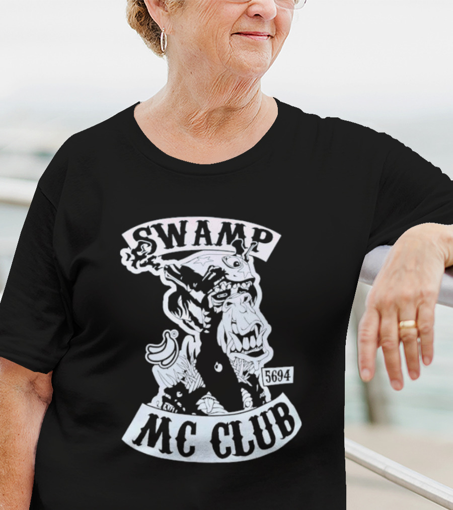 Swamp MC Club 5694 Gorilla Skull Motorcycle Emblem T-Shirt