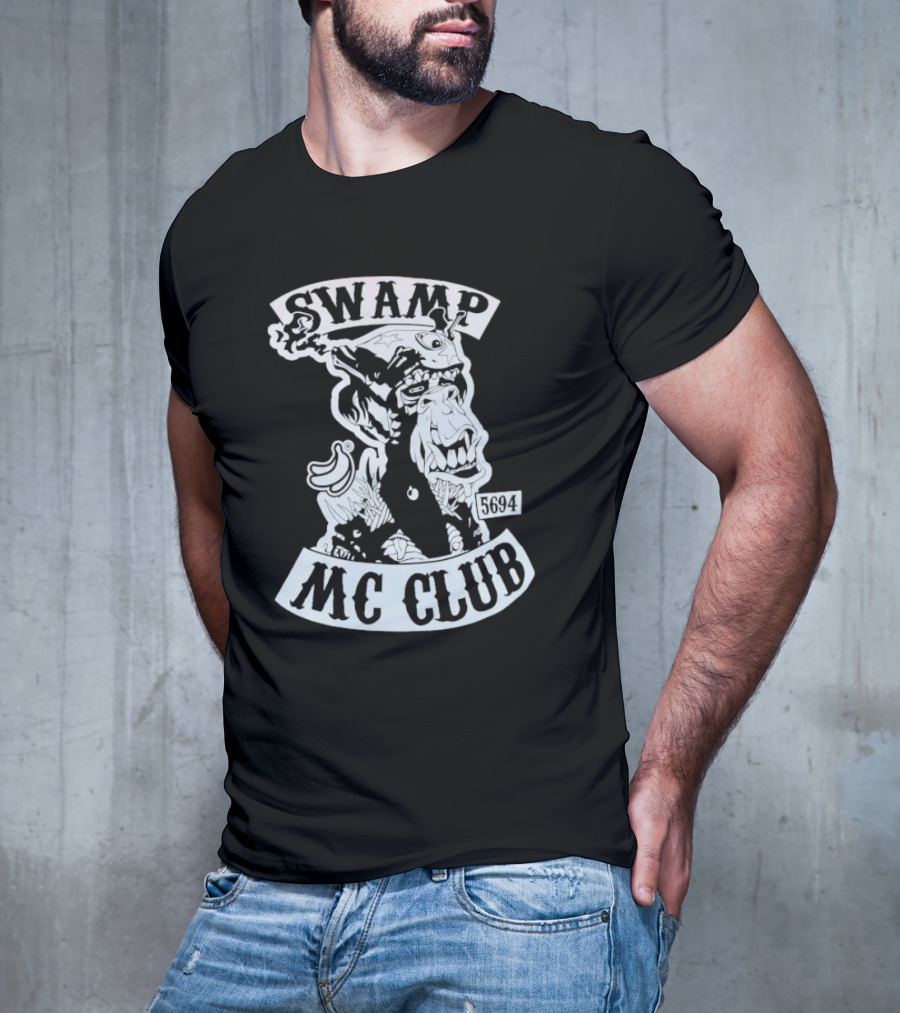 Swamp MC Club 5694 Gorilla Skull Motorcycle Emblem T-Shirt