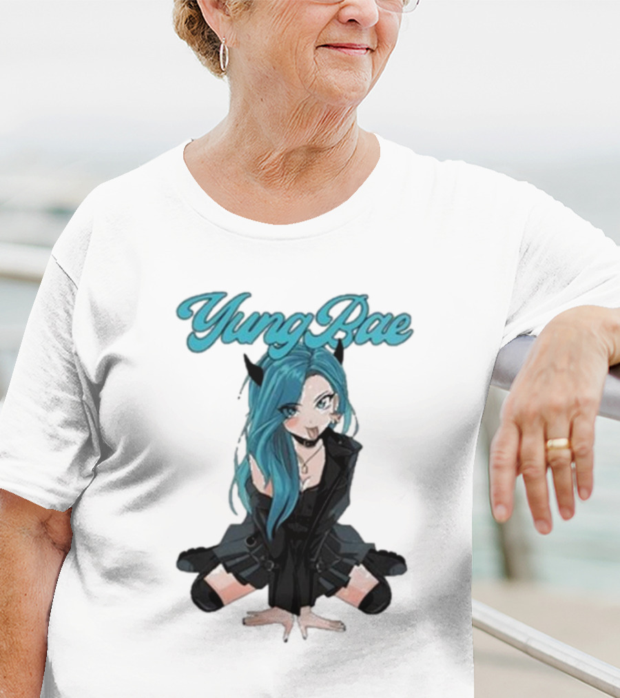 Yung Rae Blue-Haired Goth Anime Girl T-Shirt