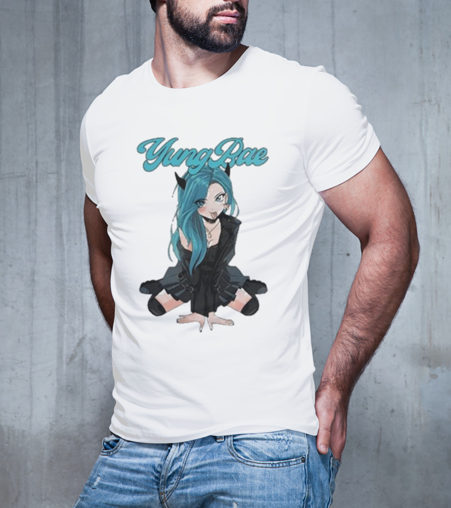 Yung Rae Blue-Haired Goth Anime Girl T-Shirt