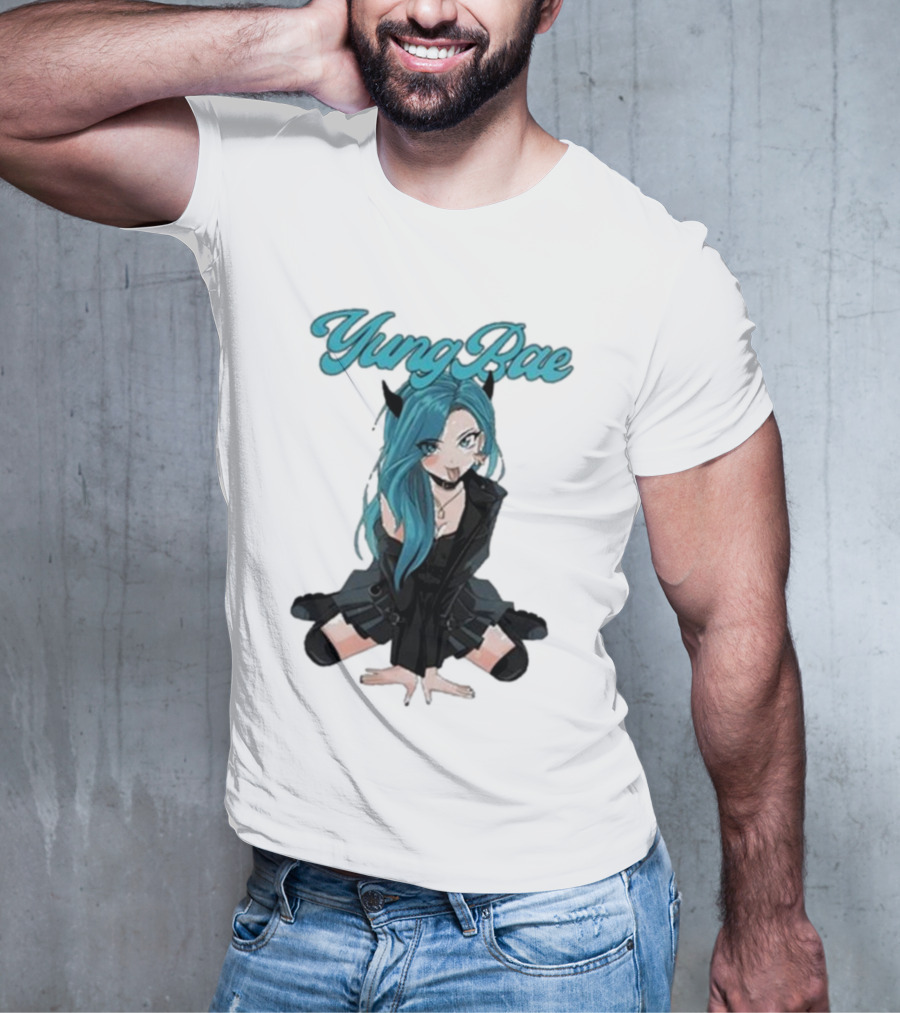 Yung Rae Blue-Haired Goth Anime Girl T-Shirt