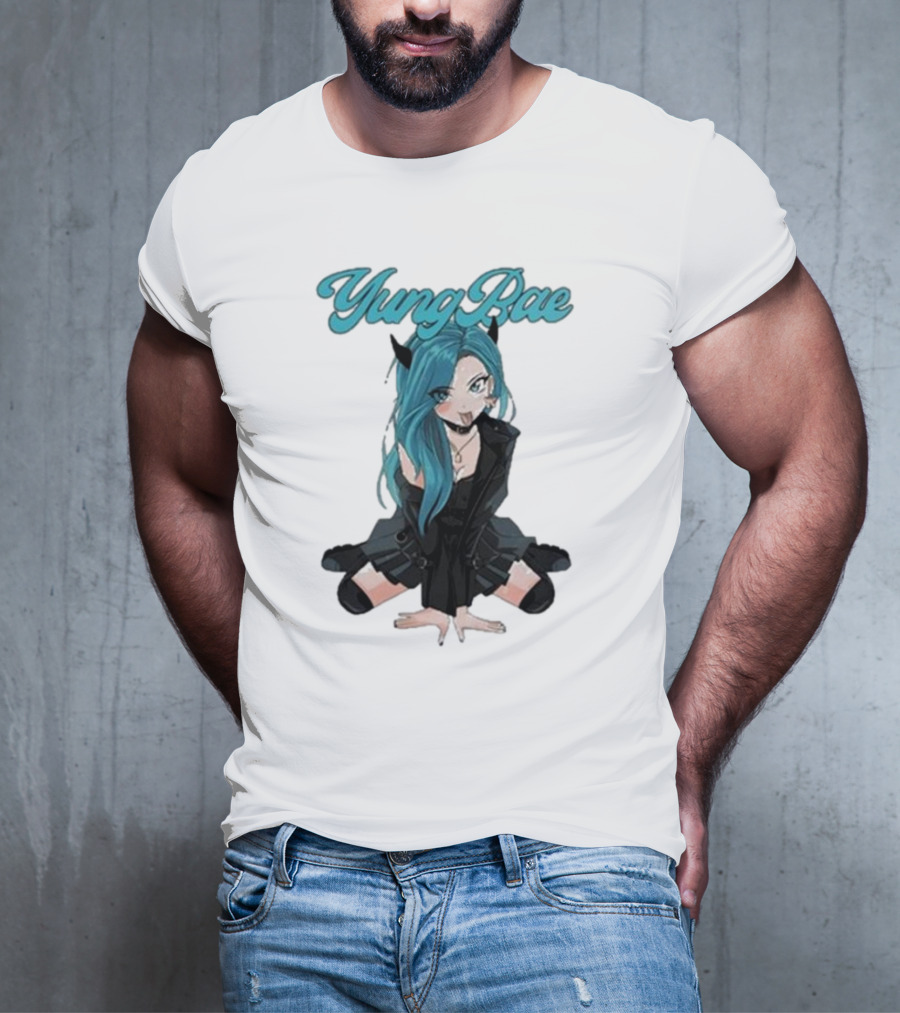 Yung Rae Blue-Haired Goth Anime Girl T-Shirt