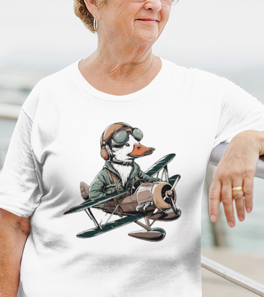 Aviator Duck Flying Vintage Airplane Pilot Softstyle T-Shirt