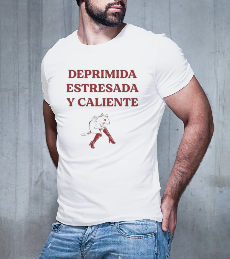 Deprimida Estresada Y Caliente Diablo Mujer Iconografía Roja T-Shirt