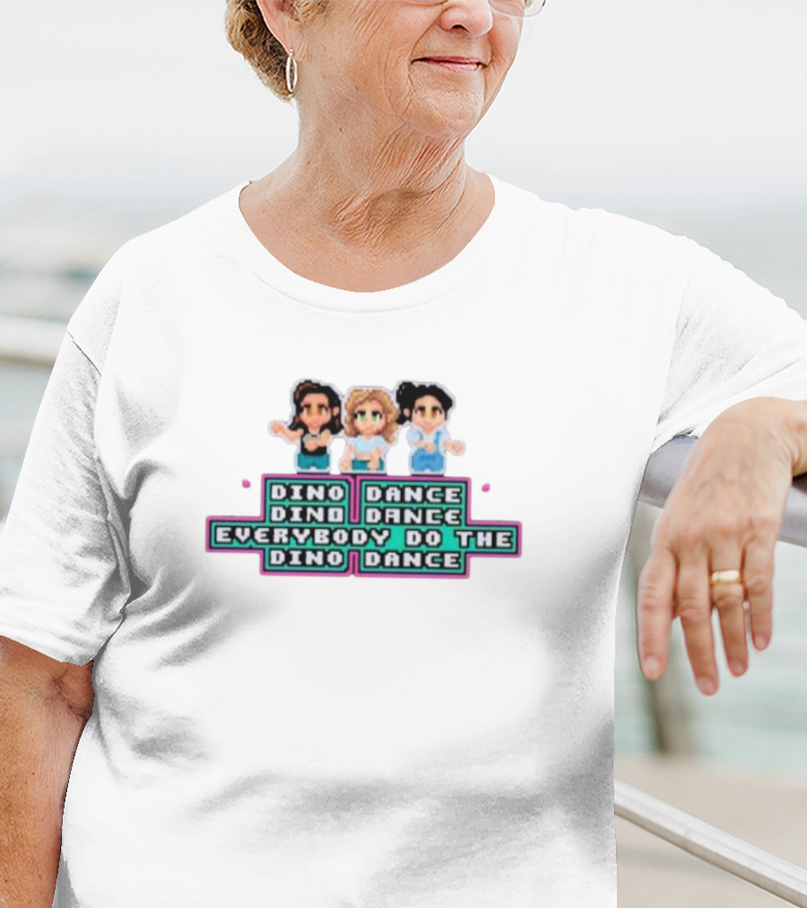 Dino Dance Everybody Do The Dino Dance Pixel Style Trio T-Shirt