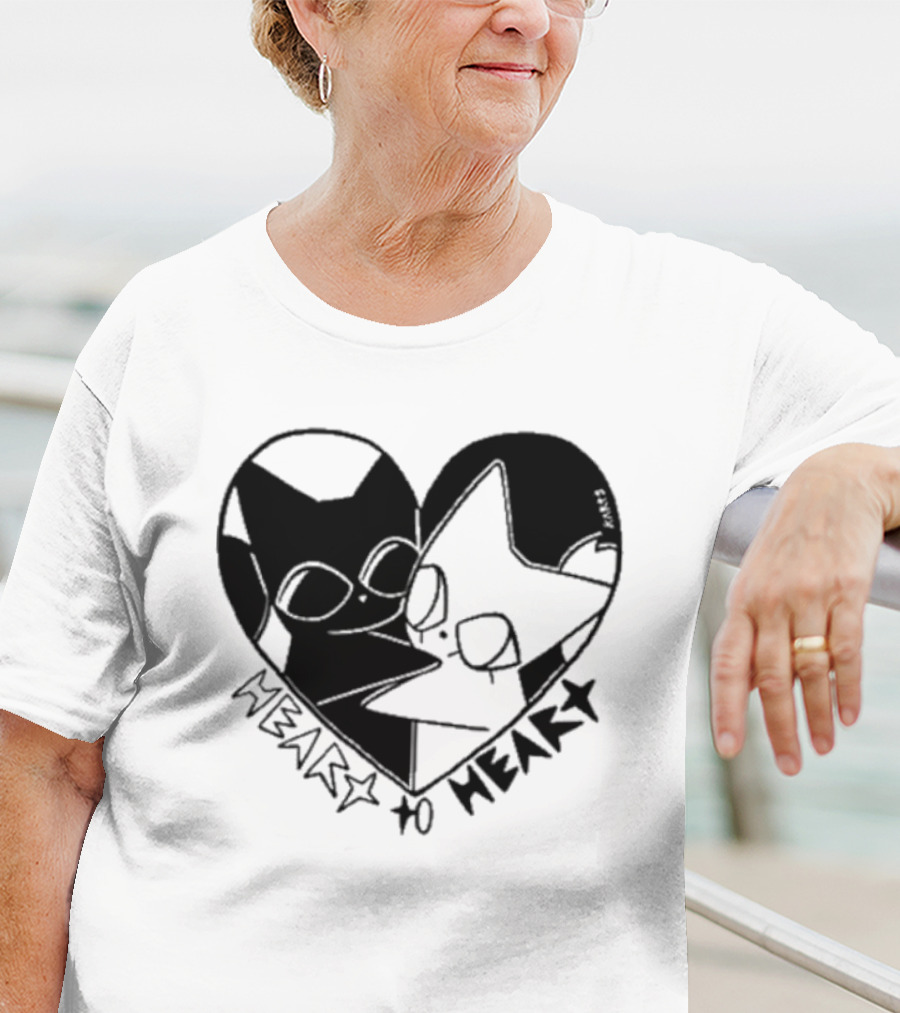 Heart To Heart Everpress Black And White Cat T-Shirt