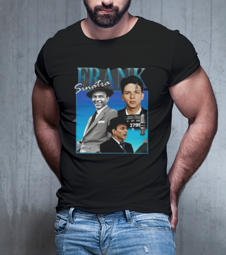 Frank Sinatra Classic Blue Portrait Montage T-Shirt