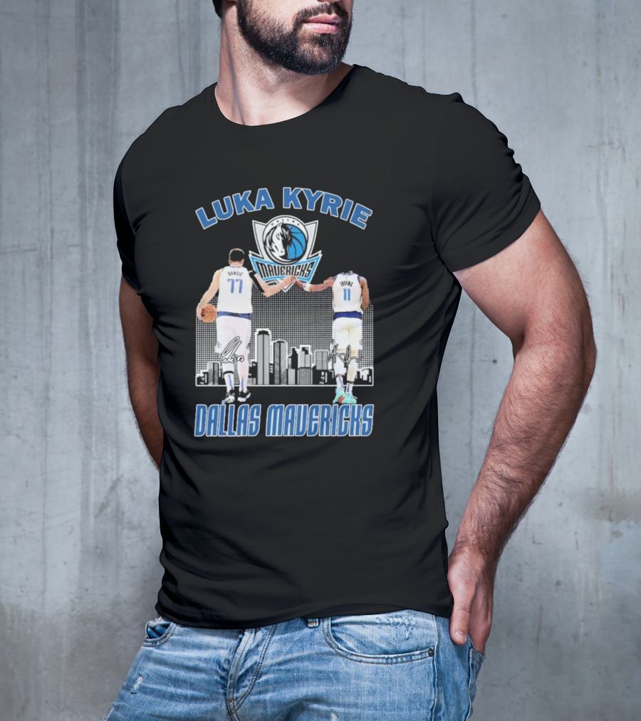 Luka Kyrie Signature Dallas Mavericks City Skyline Basketball T-Shirt