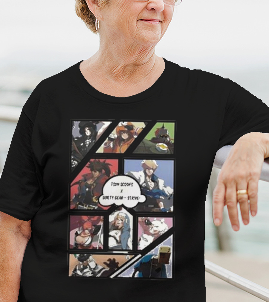 Tsun Scoops Collaboration With Guilty Gear Strive Iconic Characters Panel T-Shirt