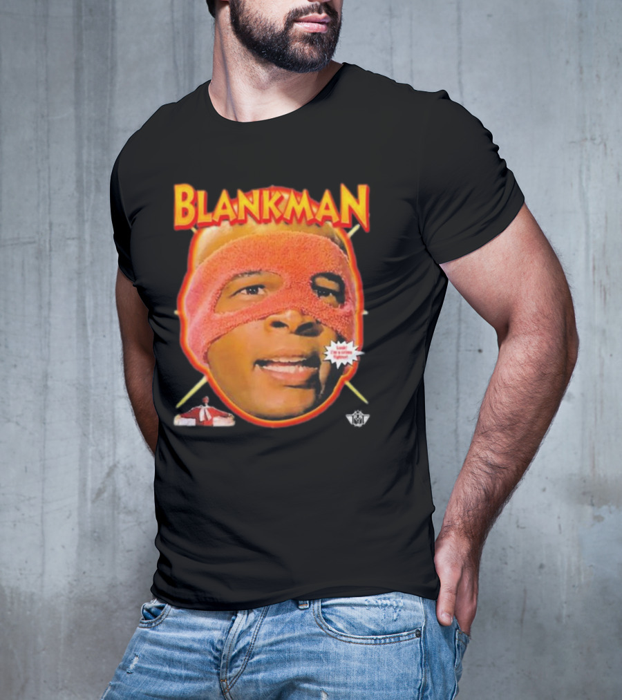 Blankman Heroic Arrival To Save Your Butt With Iconic Masked Superhero Image T-Shirt