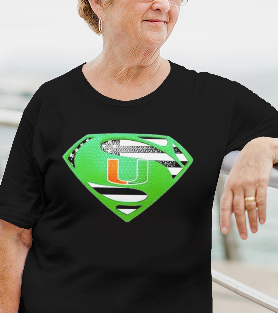 Miami Hurricanes USA Flag Superman T-Shirt