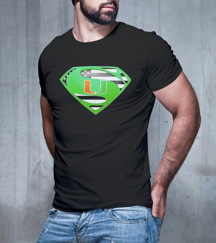Miami Hurricanes USA Flag Superman T-Shirt