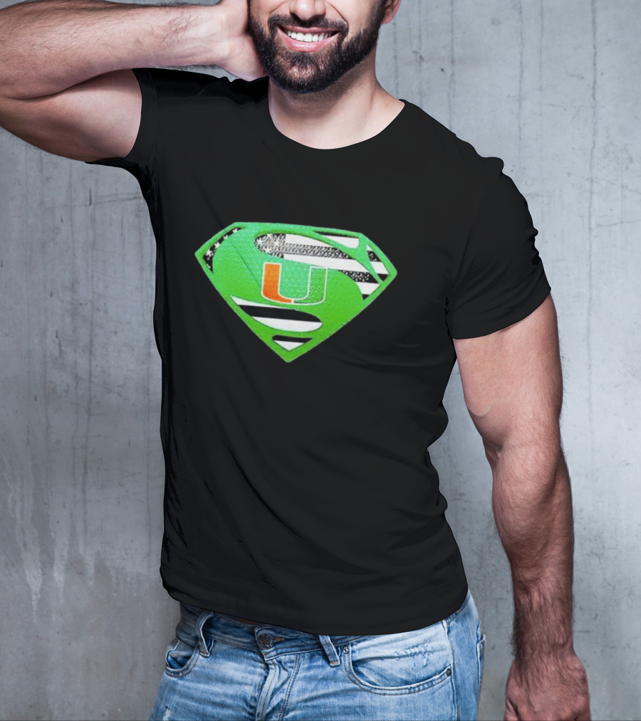 Miami Hurricanes USA Flag Superman T-Shirt