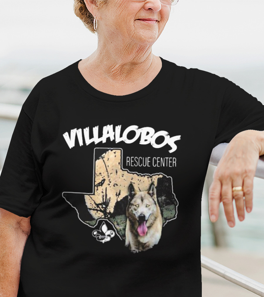 Villalobos Rescue Center Texas Map And Wolf T-Shirt