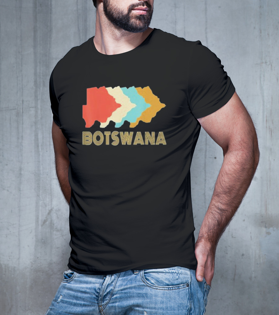 Botswana Vintage Multi-Color Map T-Shirt