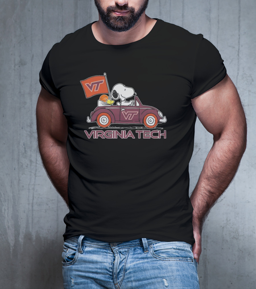 Virginia Tech Hokies Snoopy VT Car Flag Fan T-Shirt
