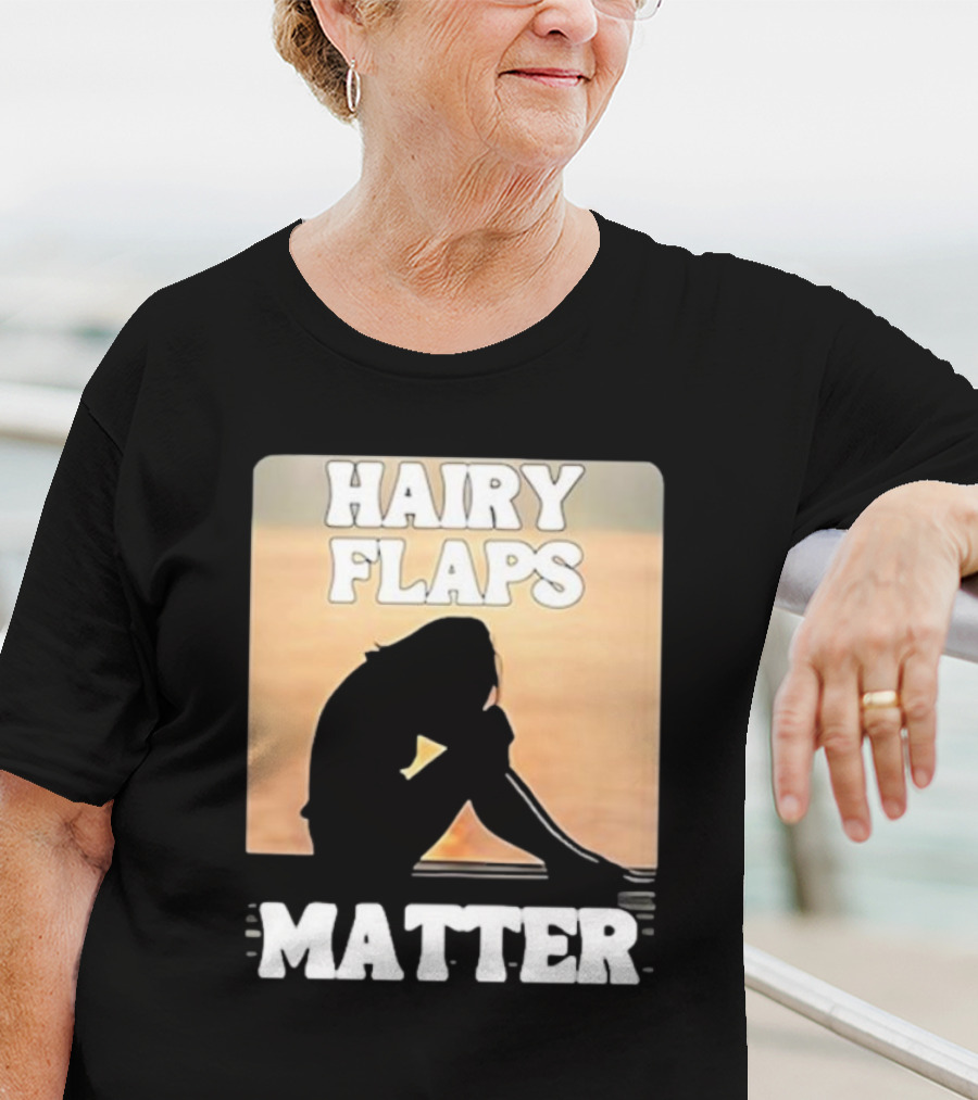 Hairy Flaps Matter Silhouette On Beach Background T-Shirt