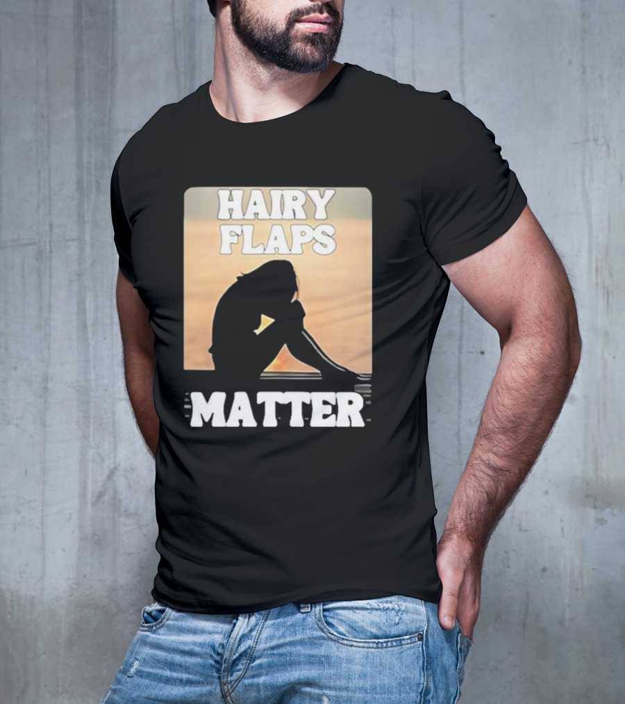 Hairy Flaps Matter Silhouette On Beach Background T-Shirt