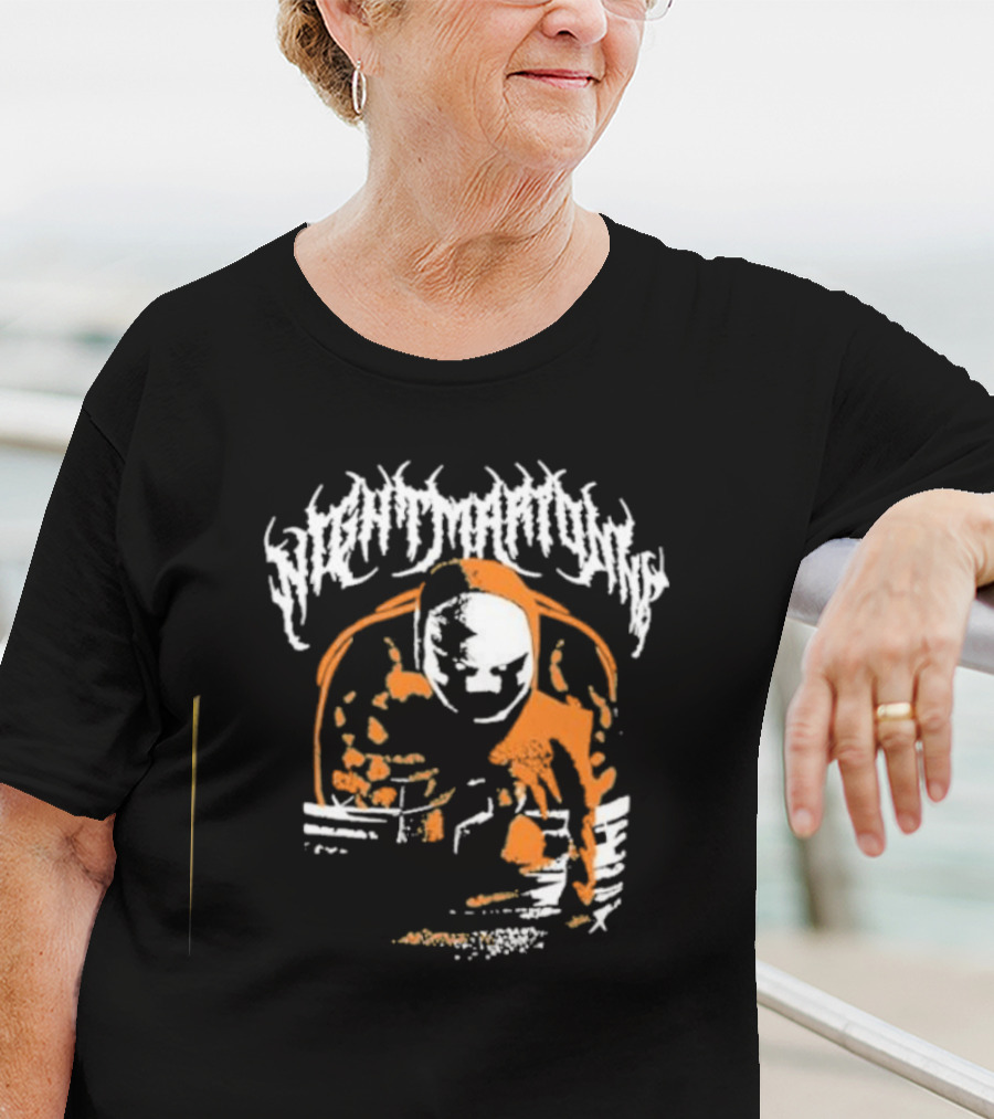 Nightmarionne Horror Puppet Creepy Mask Orange Black T-Shirt