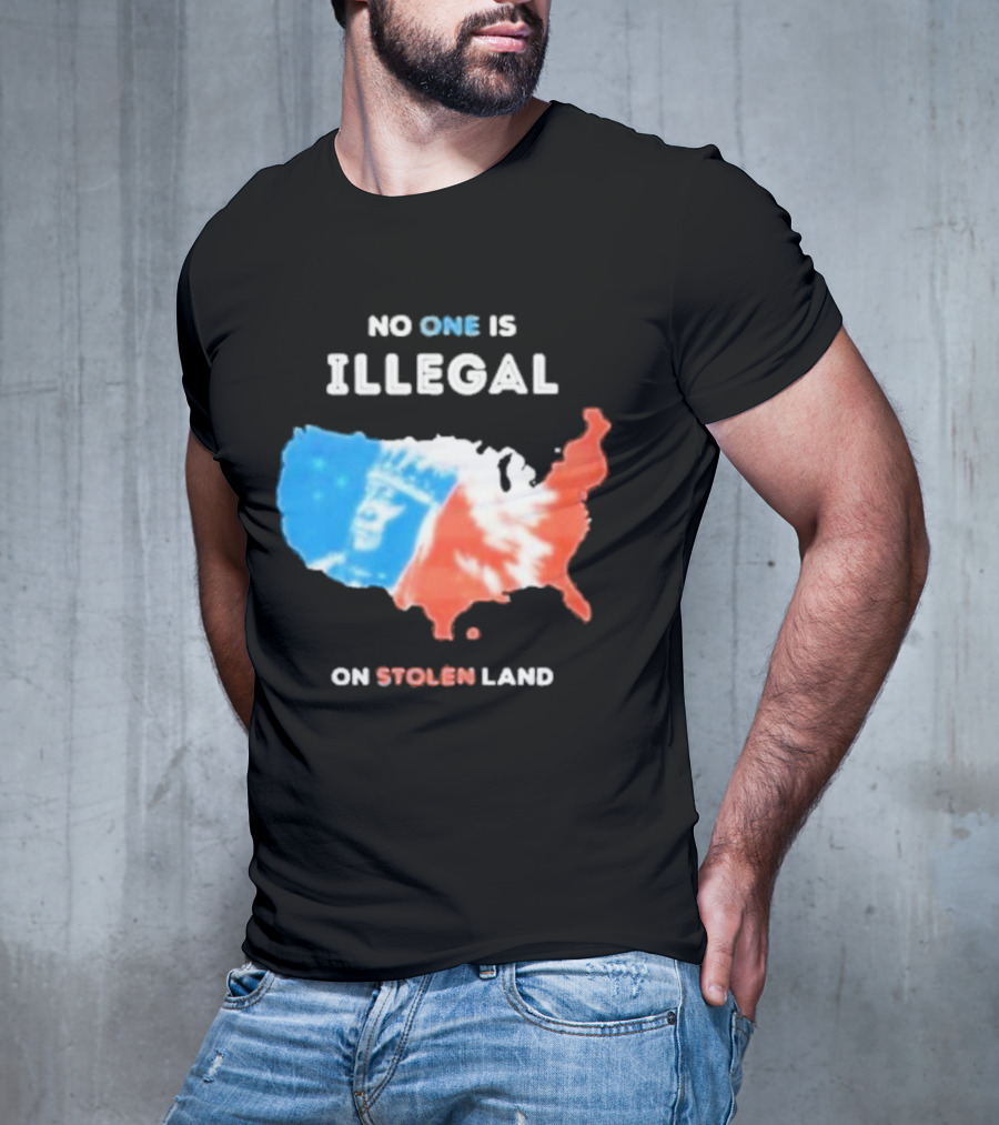 NO ONE IS ILLEGAL ON STOLEN LAND Indigenous Map T-Shirt
