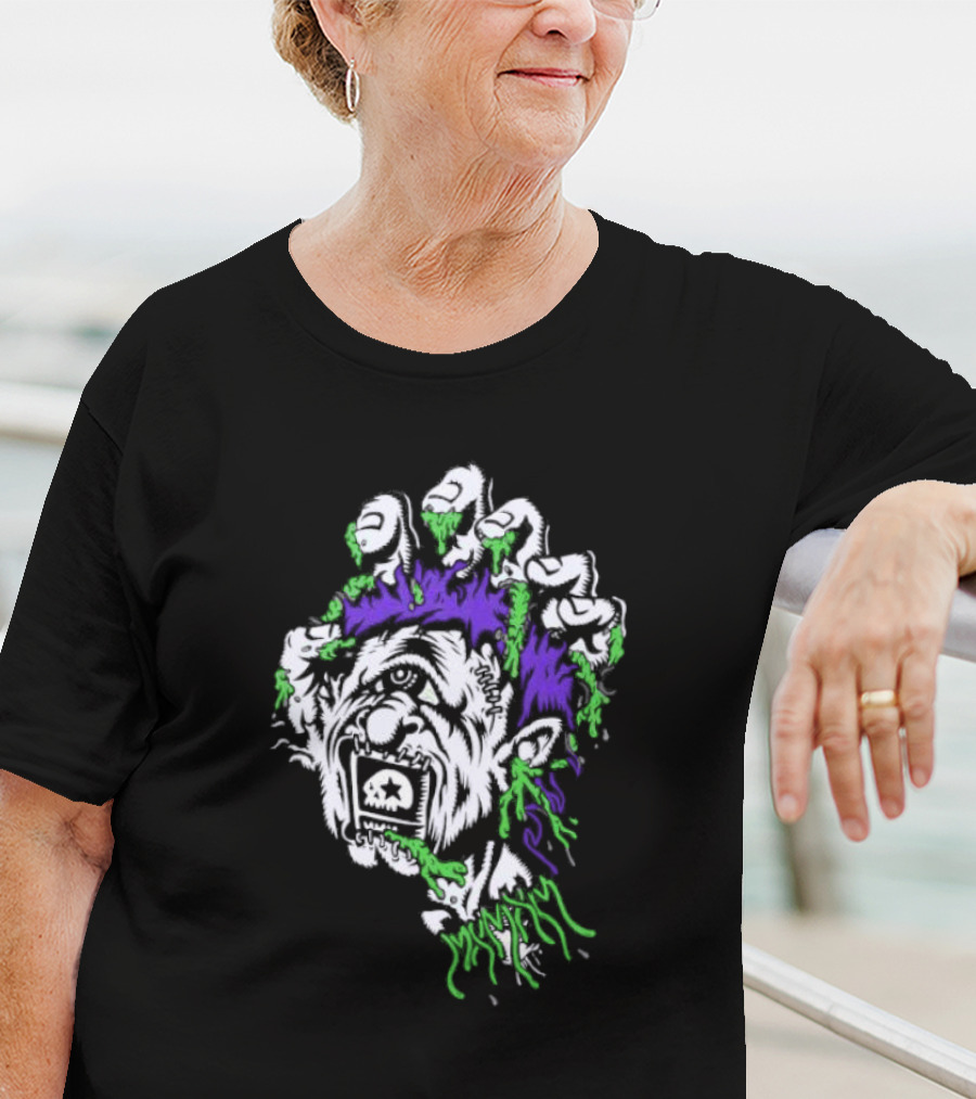 Santa Cruz X Mxmxm Screaming Head Zombie Cyclops Mutant Purple Green Hair Five Finger Monster T-Shirt