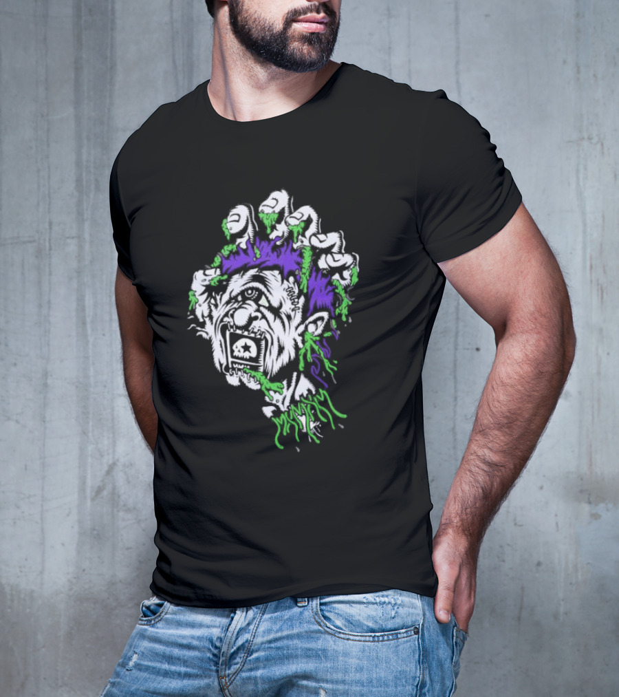 Santa Cruz X Mxmxm Screaming Head Zombie Cyclops Mutant Purple Green Hair Five Finger Monster T-Shirt