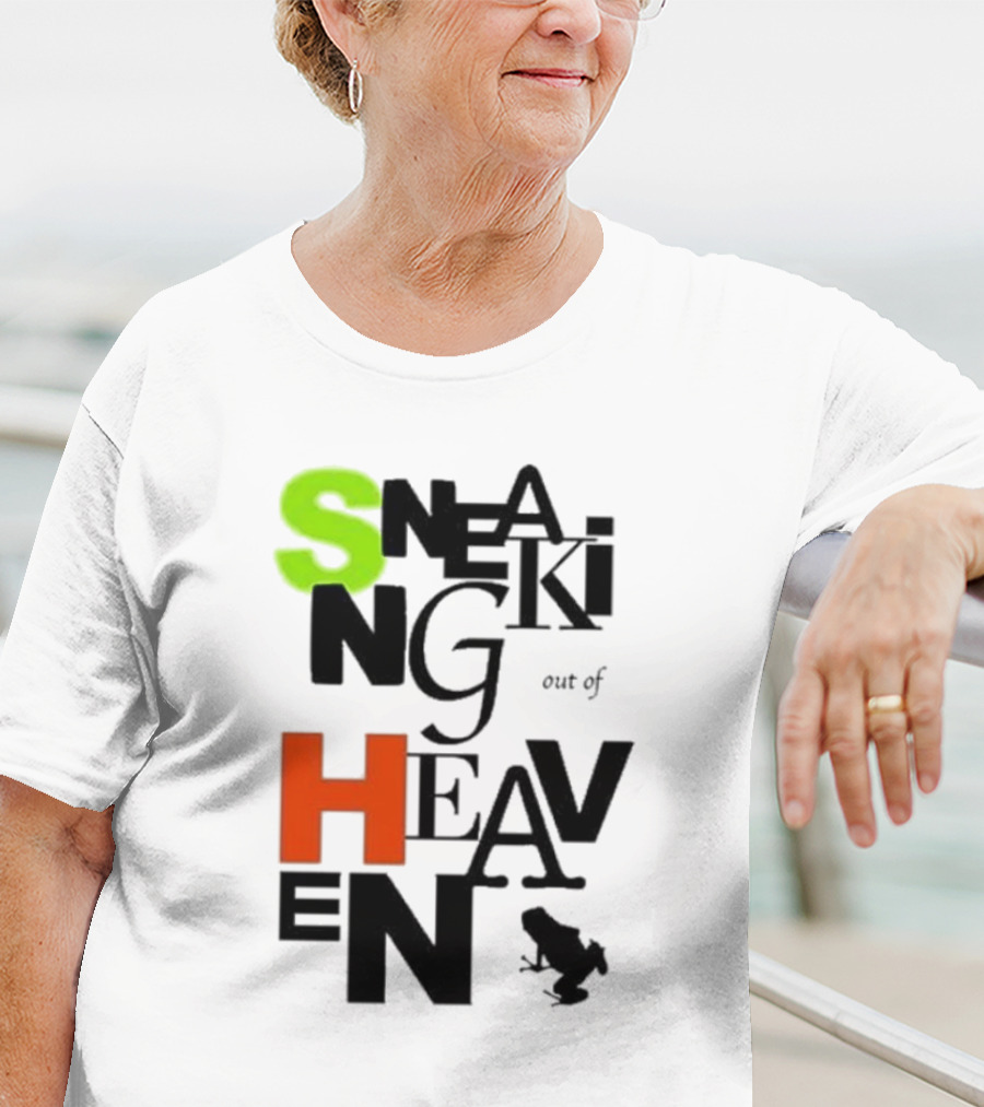 Sneaking Out Of Heaven Frog In Neon And Orange Letters T-Shirt
