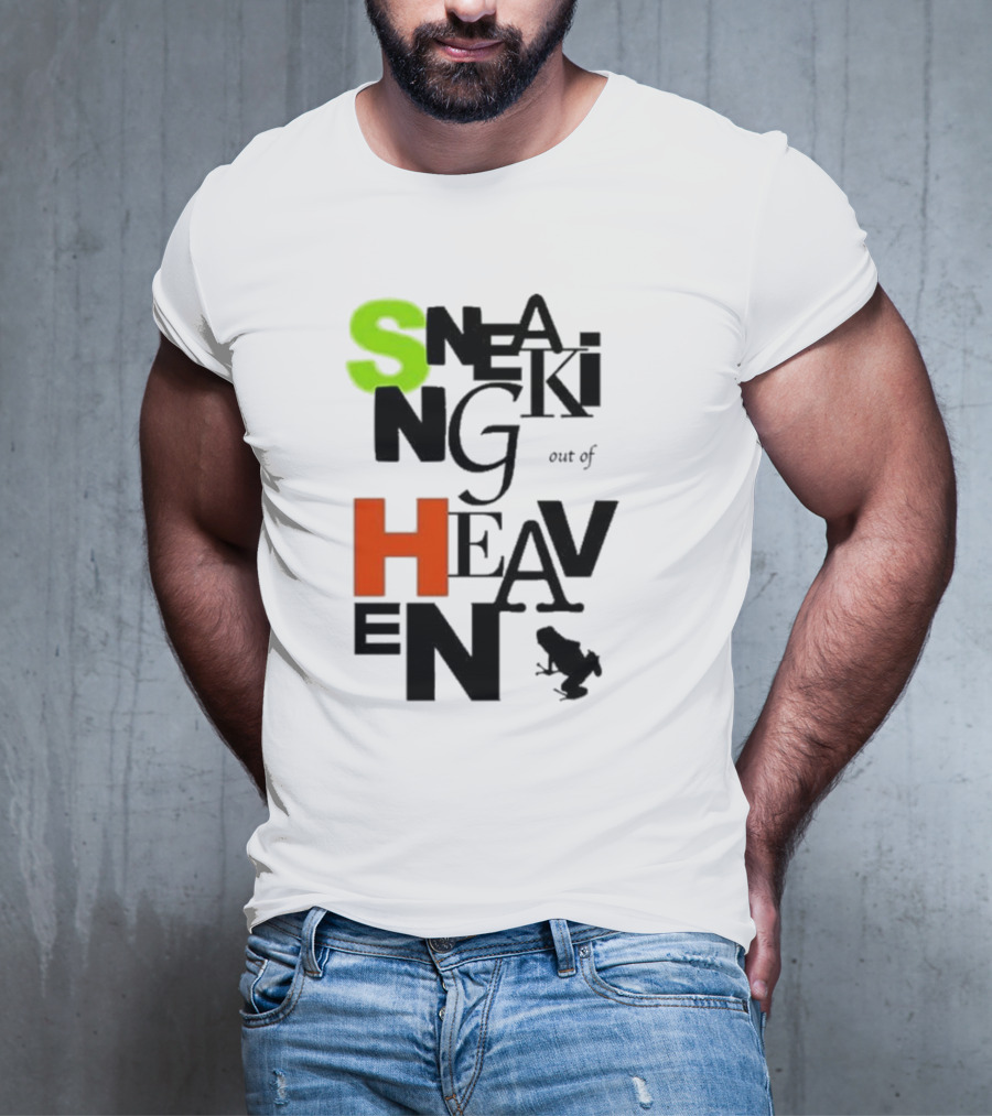 Sneaking Out Of Heaven Frog In Neon And Orange Letters T-Shirt