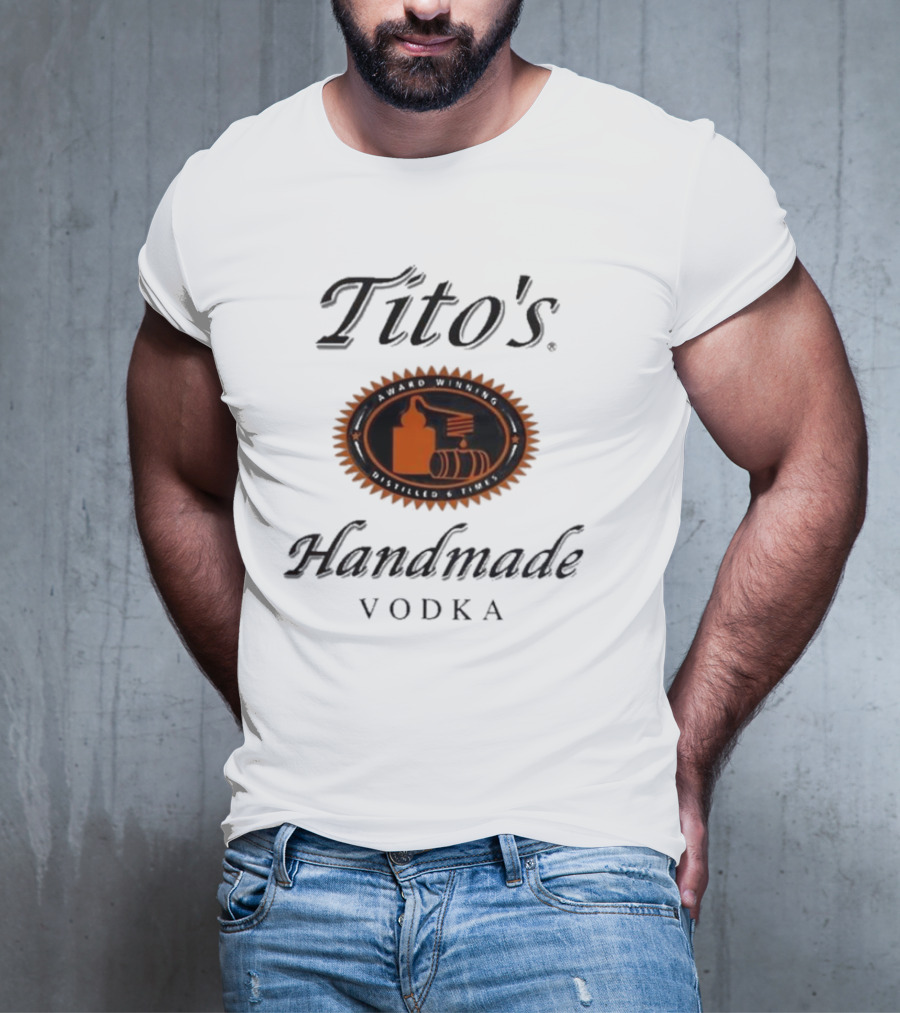 Tito's Handmade Vodka Austin Texas Distillers Label T-Shirt