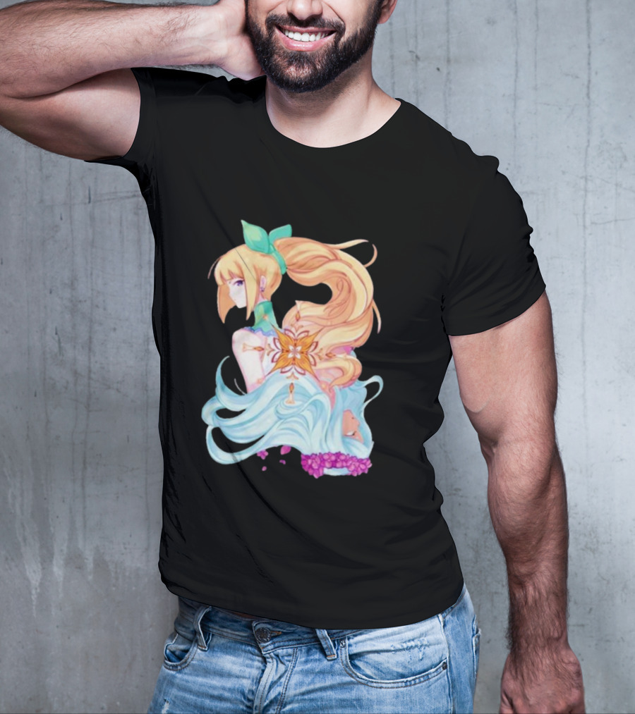 Virgo Versus The Zodiac Anime Illustration With Pastel Colors And Floral Elements T-Shirt