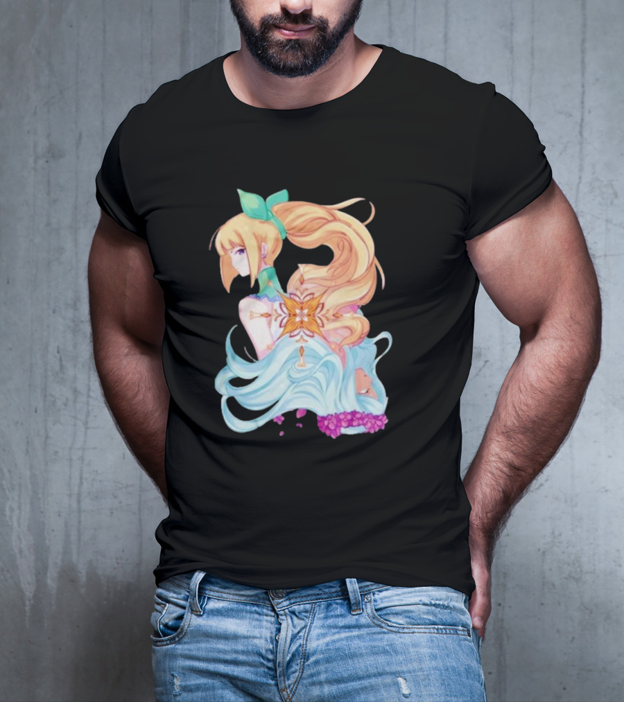 Virgo Versus The Zodiac Anime Illustration With Pastel Colors And Floral Elements T-Shirt