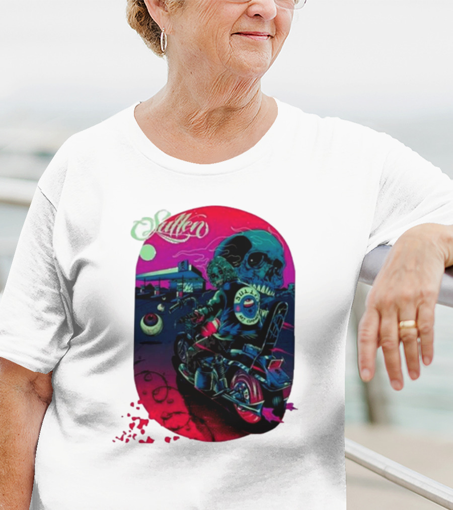 Tkslowskill Sullen Skull Rider Neon Vibes T-Shirt