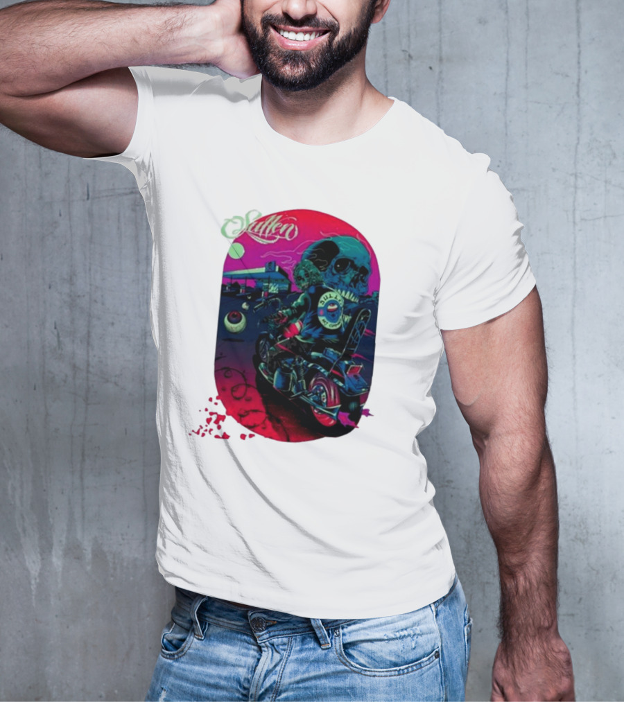 Tkslowskill Sullen Skull Rider Neon Vibes T-Shirt