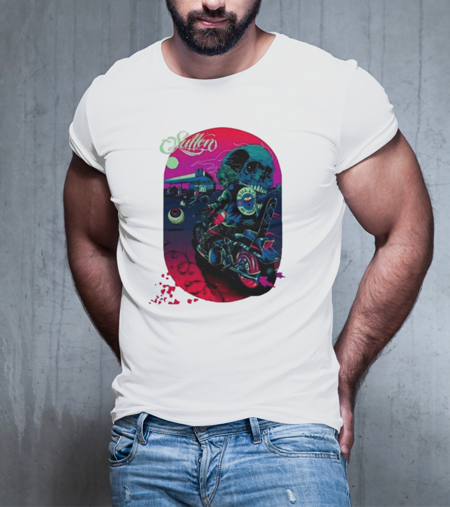 Tkslowskill Sullen Skull Rider Neon Vibes T-Shirt