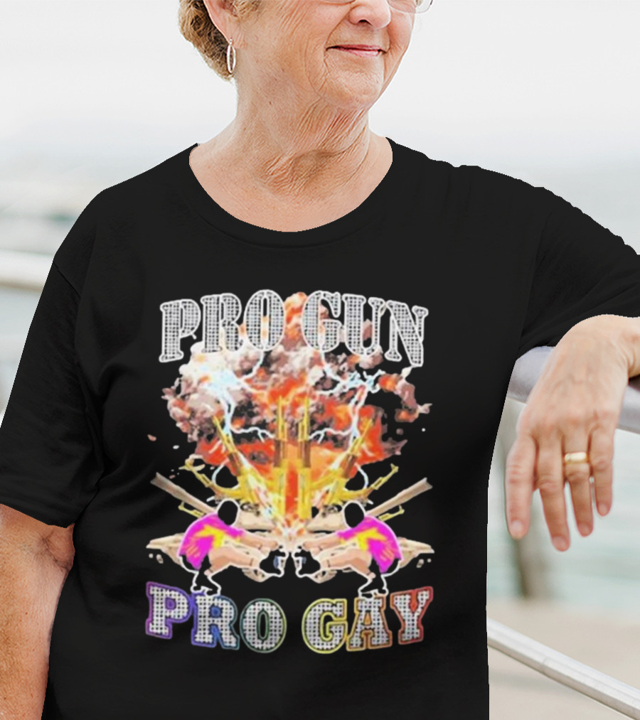 Pro Gun Pro Gay Explosion Duality T-Shirt