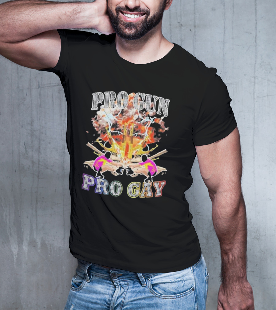 Pro Gun Pro Gay Explosion Duality T-Shirt