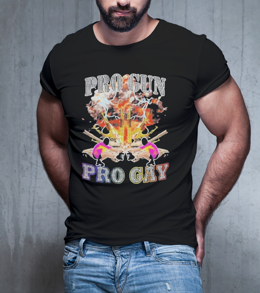 Pro Gun Pro Gay Explosion Duality T-Shirt