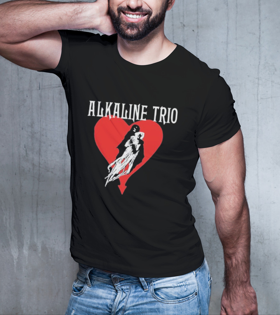 Alkaline Trio Heart Swept Cloaked Figure And Red Heart T-Shirt
