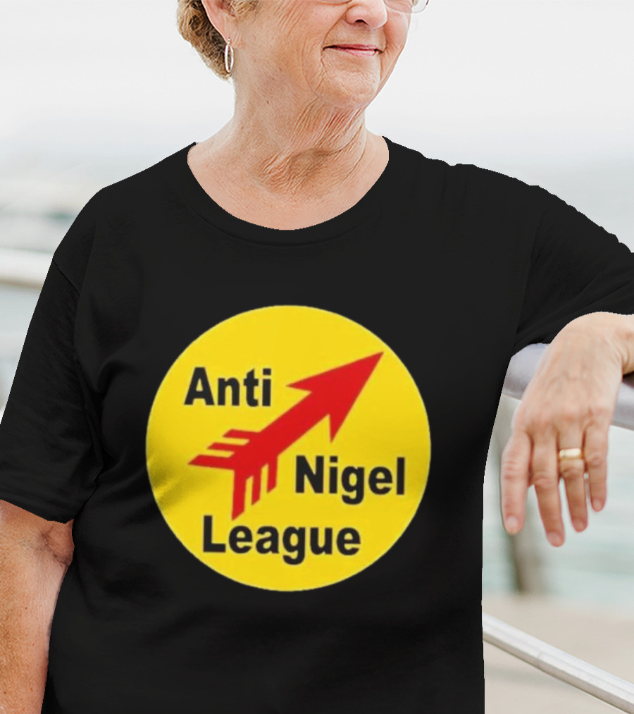 Anti Nigel League Red Arrow Emblem Yellow Circle T-Shirt