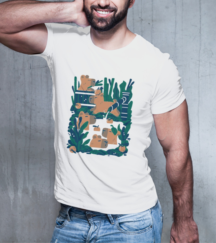 Bamboo Bath Bear Family Relaxing Amidst Greenery T-Shirt