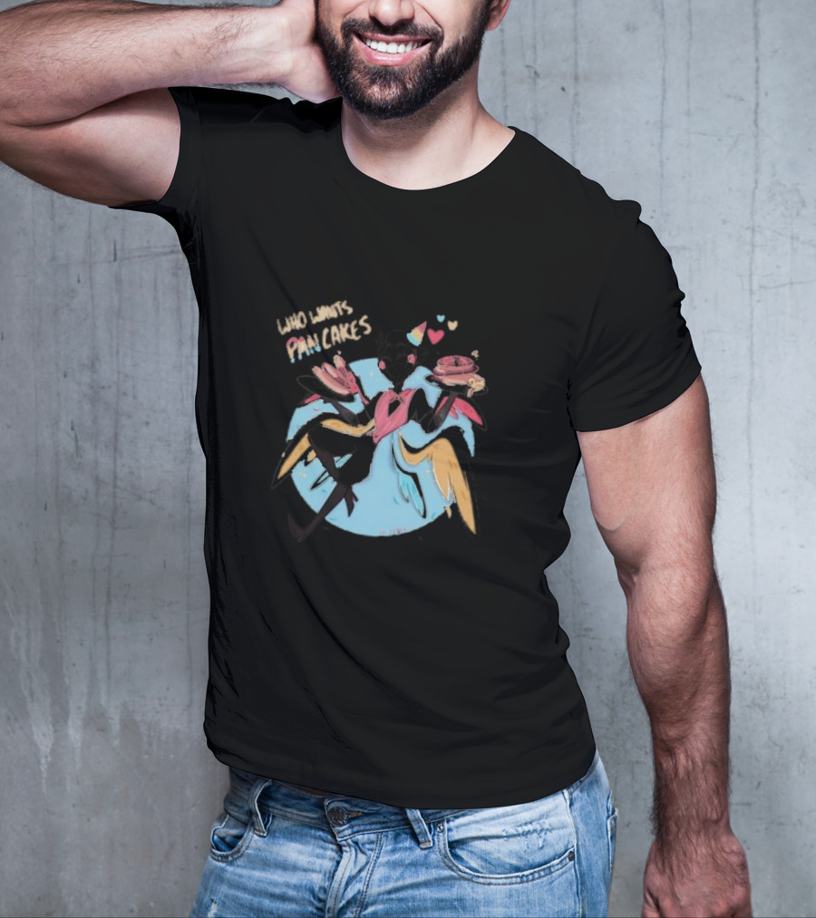 Who Wants Pancakes Pride Rainbow Heart Wings Colorful Character T-Shirt