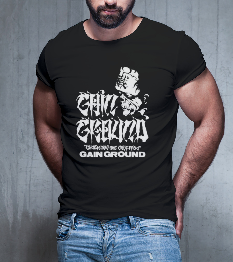 Gain Ground Grinning And Coffin Logo With Skull And Fist T-Shirt