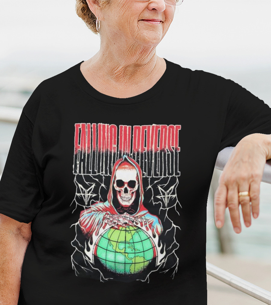 Falling In Reverse Skull Hood Globe T-Shirt