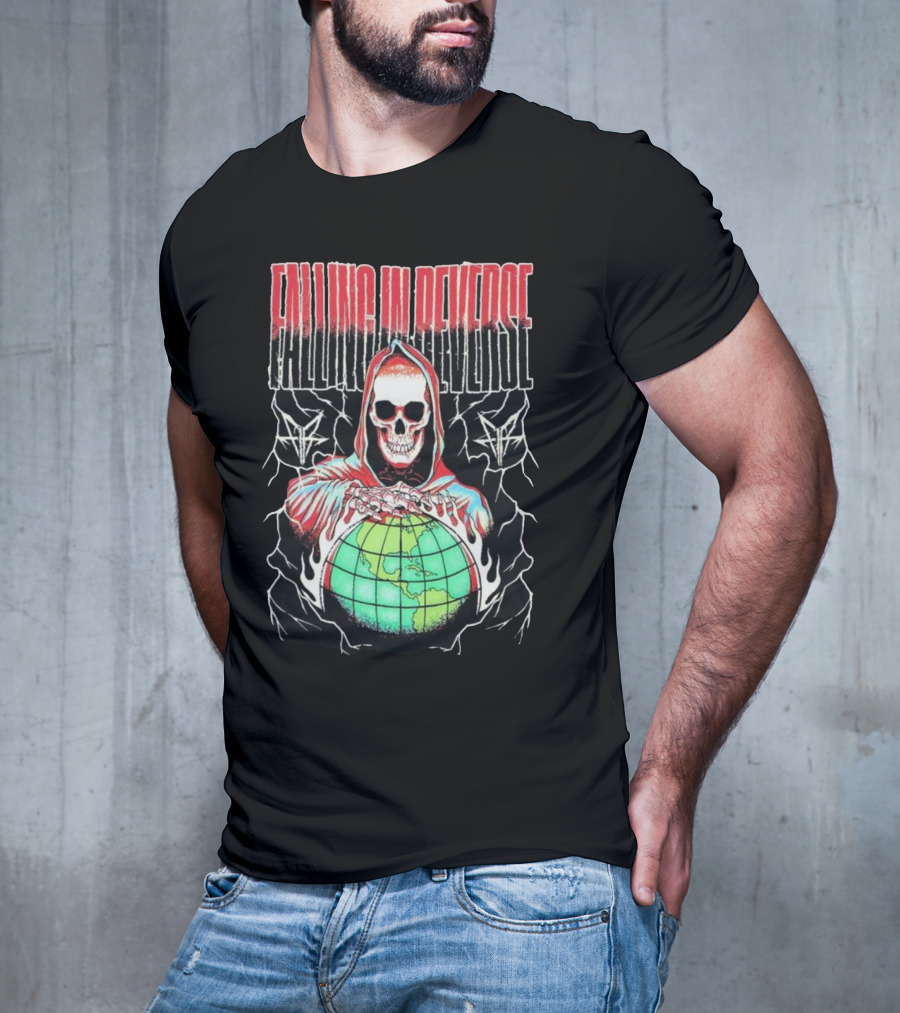 Falling In Reverse Skull Hood Globe T-Shirt